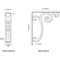 Ekena Millwork Avery Wrought Iron Bracket, (Triple center brace), Antiqued Silver 2"W x 10"D x 12"H BKTM02X10X12TAVASV - alternate 6